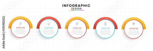 Infographic template for business. Timeline concept with 5 steps.