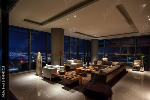 Luxury penthouse at night