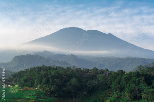 mountain and clouds