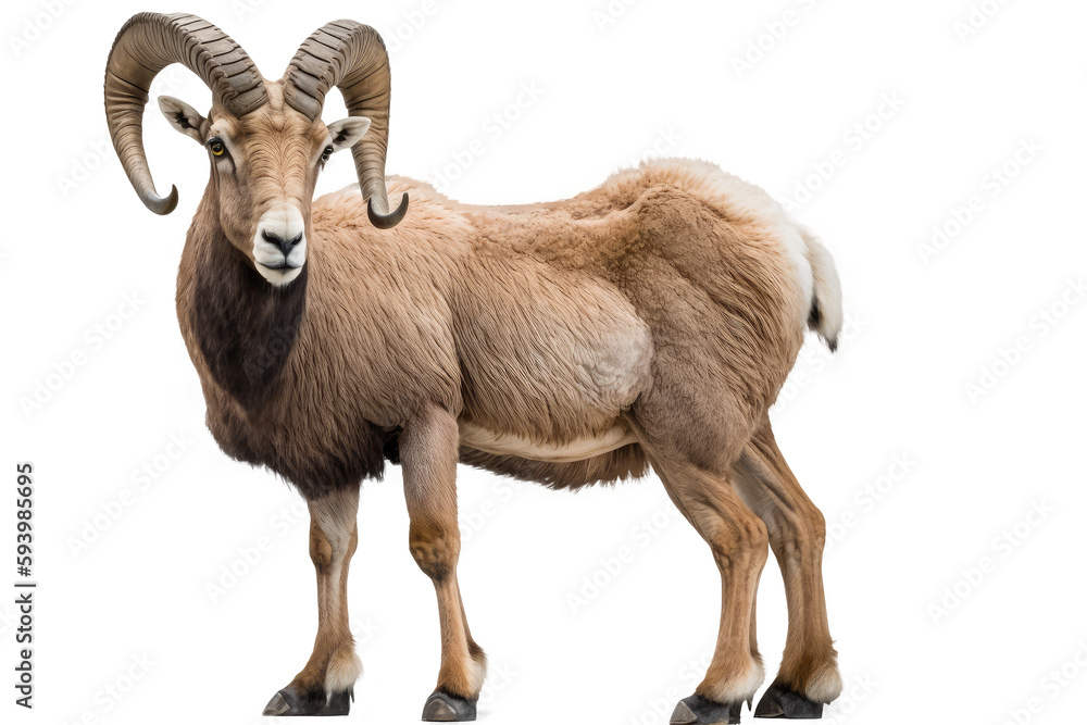 horn barbary sheep isolated on white horn barbary sheep isolated on white