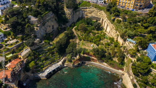 Aerial view of Marechiaro gulf. It is located in the Posillipo district in Naples, Italy. It is a small artificial gulf of the Tyrrhenian Sea. © Stefano Tammaro