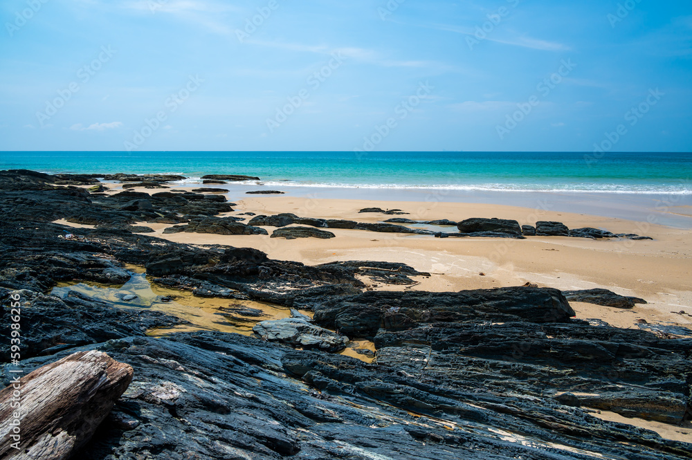 Landscape view of Kantiang Bay and beach, Ko Lanta, Thailand. Tropical island with white sand. Landscape view of Kantiang Bay and beach, Ko Lanta, Thailand. Tropical island with white sand.
