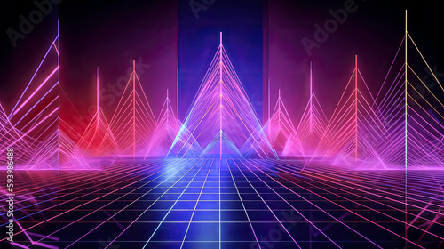 The png file was used to create a unique and abstract panoramic background featuring neon light and laser show. - generative ai \n