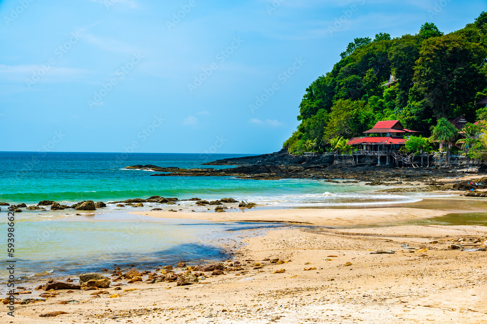 Landscape view of Bamboo Beach at Ko Lanta island, Thailand. Tropical paradise.