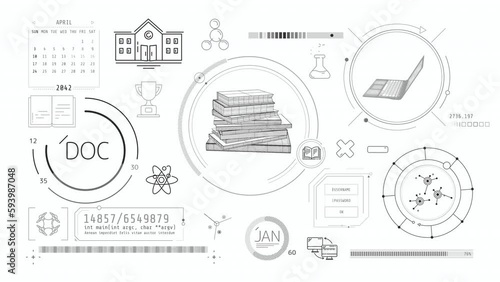 Animated infographics on the theme of learning and education.