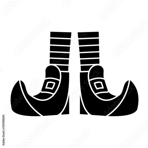 Black and White Cartoon Illustration Vector of Elf Legs Feet and Shoes Crakow