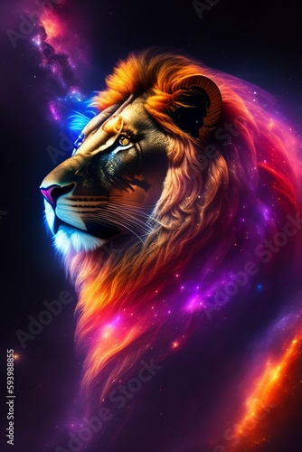 lion in the night sky