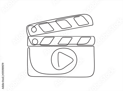 Clapper Film. Continuous one line drawing of Film Clapper.  