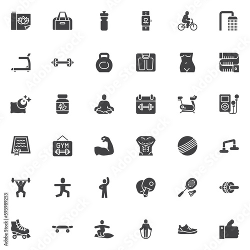 Sports equipment vector icons set