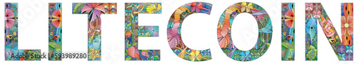 Litecoin is a decentralized peer-to-peer cryptocurrency. Vector decorative zentangle object. Hand-painted art design