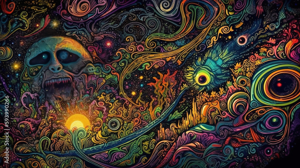 Spiritual, Surreal & Psychedelic art. Synthwave and retrowave background. wave music. Generative AI. Spiritual, Surreal & Psychedelic art. Synthwave and retrowave background. wave music. Generative AI.