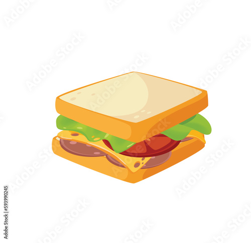 Concept School supplies education sandwich food lunch. This illustration is a flat vector design that depicts a concept of a school lunch box. Vector illustration.