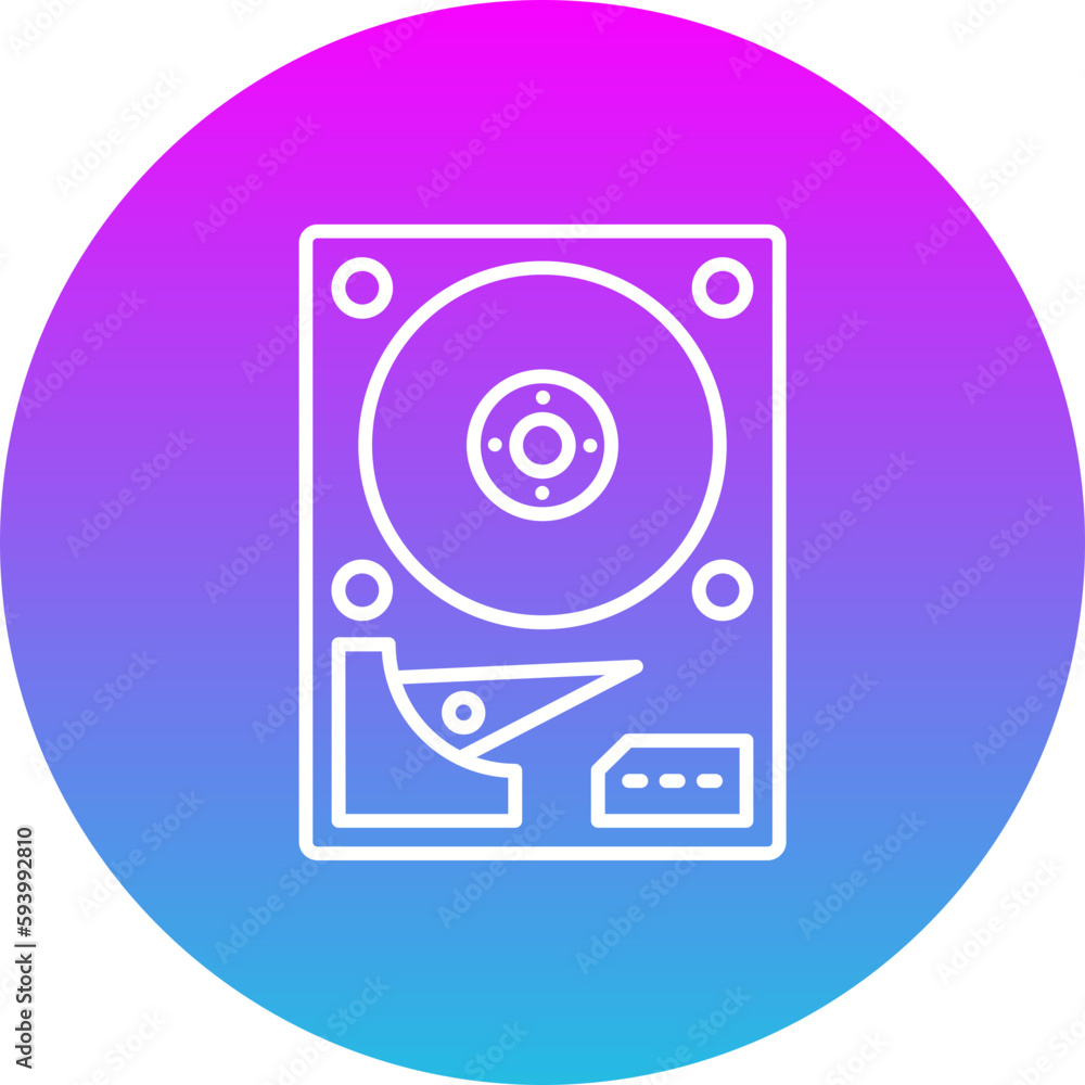 Hard Disk Gradient Circle Line Inverted Icon Hard Disk Gradient Circle Line Inverted Icon