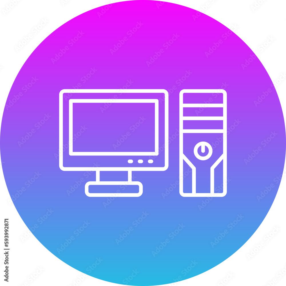 Computer Gradient Circle Line Inverted Icon Computer Gradient Circle Line Inverted Icon