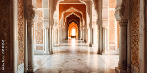 a white and light hallway of architecture