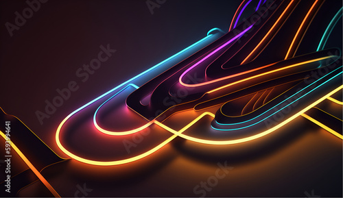 Dark Backgrounds - Decorated with neon lines of different colors in the wallpaper - Abstract
