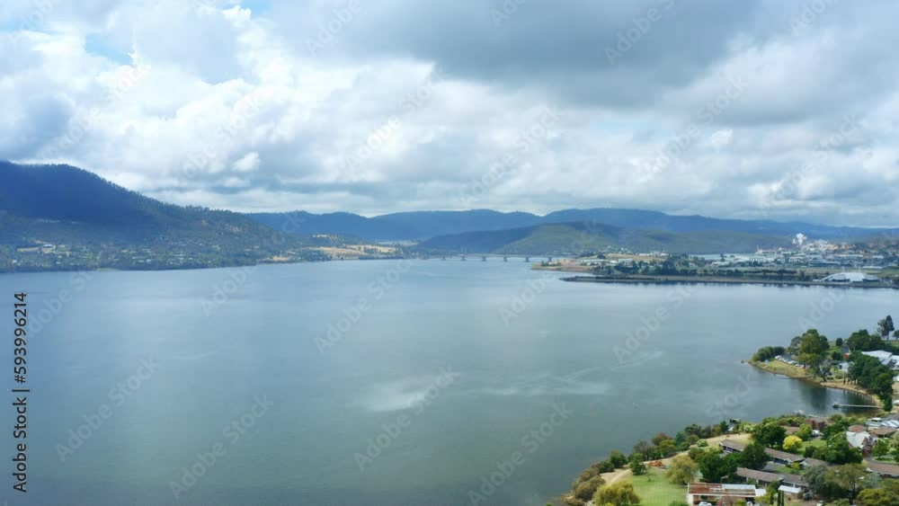 Aerial Drone Flyover Hobart River Derwent And City Skyline In Tasmania, Australia 4K Aerial Drone Flyover Hobart River Derwent And City Skyline In Tasmania, Australia 4K
