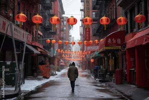 new york usa dominated by china, invaded and conquered by chinese fantasy illustration generative ai