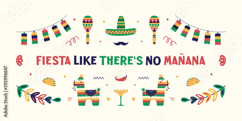 Traditional Mexican fiesta vector illustrations