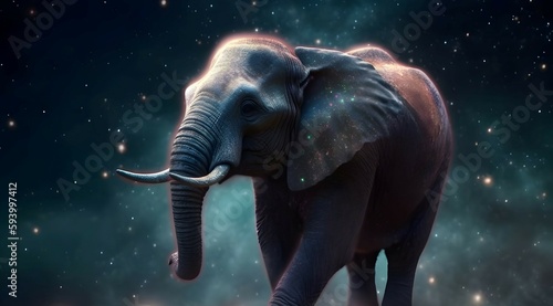 flying elephant in the night sky  ai generated.