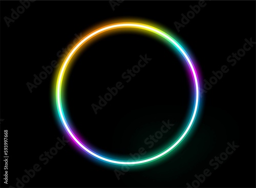 glowing light circle neon effects on black