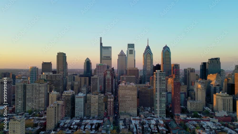 Incredible Philadelphia Skyline, Magic Hour Sunset Pano, Linear Incredible Philadelphia Skyline, Magic Hour Sunset Pano, Linear