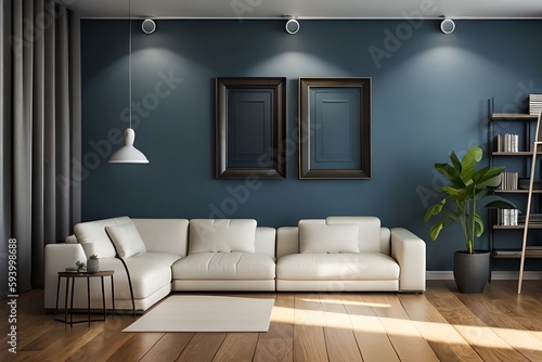 Mock up poster frame in modern interior