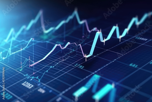 Stats and economy concept, Growth graph and progress of business and analyzing financial and investment data