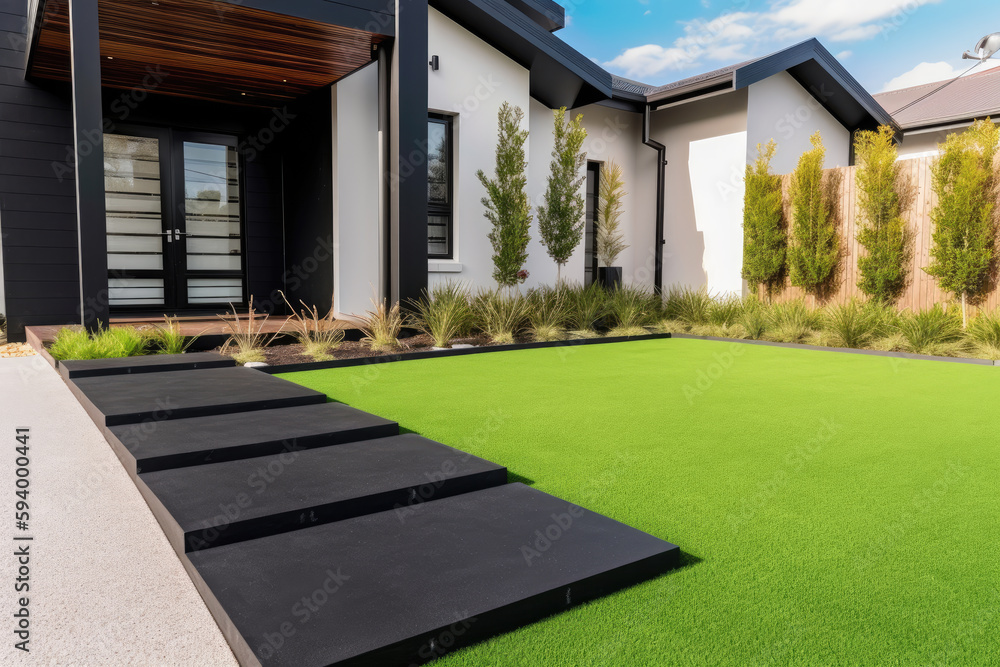 A contemporary Australian home or residential building's front yard