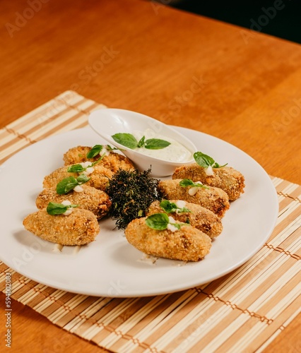 A vertical shot of Arancini