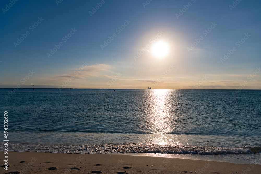 photo of seascape nature at bermudas sunrise. seascape nature at sunrise.