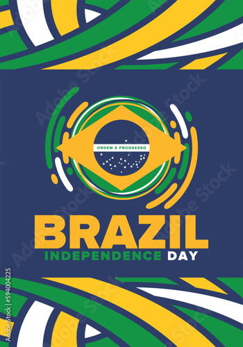 Brazil Independence Day. National happy holiday. Freedom day design. Celebrate annual in September 7. Brazil flag. Patriotic Brazilian vector illustration. Poster  template and background