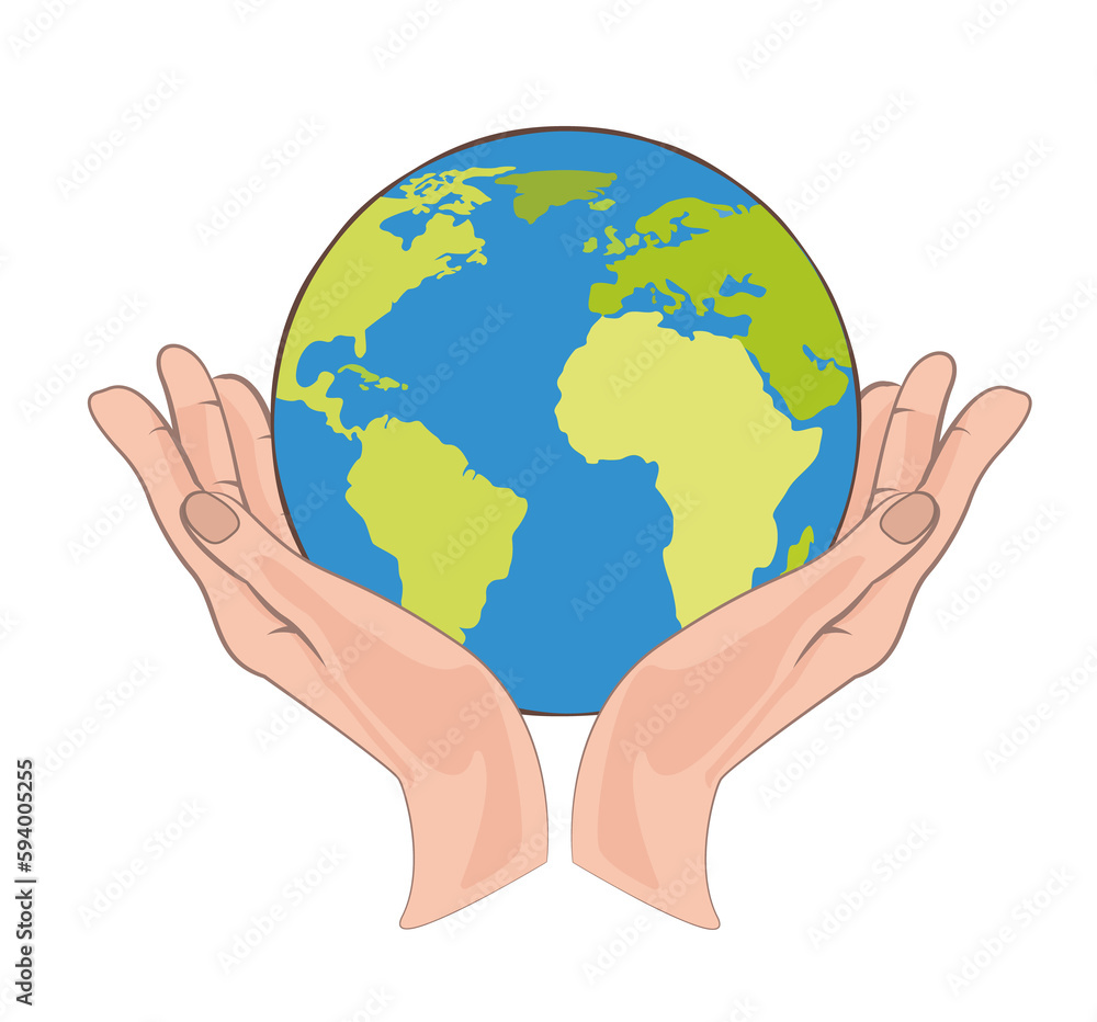 Planet Earth in hands unfolded illustration Planet Earth in hands unfolded illustration