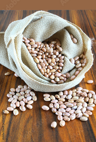 Carioca beans. Brazilian bean in a jute bag.