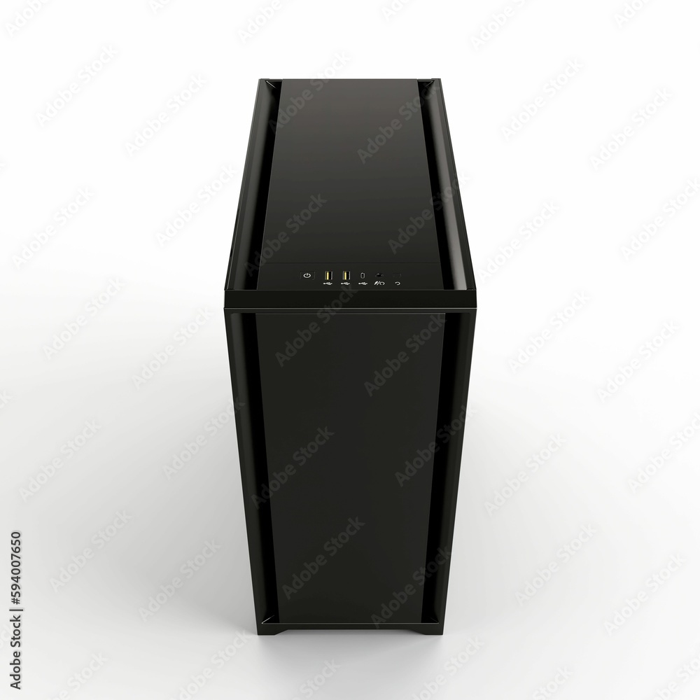 3d illustration of a black computer case isolated on a white background 3d illustration of a black computer case isolated on a white background