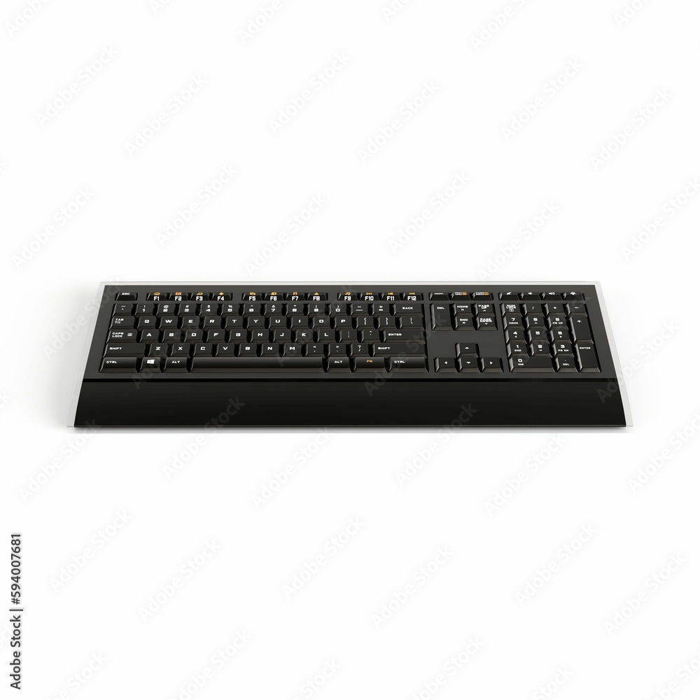 3d illustration of a black keyboard isolated on a white background 3d illustration of a black keyboard isolated on a white background