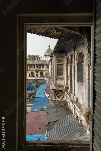 Old Delhi, India - March 30, 2023: The Gadodia market building at the Spice Market at Khari Baoli Road. photo