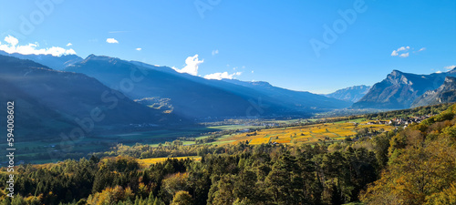 Panoramic view of the Swiss Alps in autumn, Switzerland.