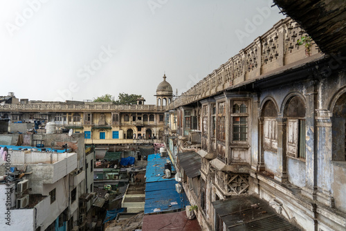 Old Delhi, India - March 30, 2023: The Gadodia market building at the Spice Market at Khari Baoli Road. photo