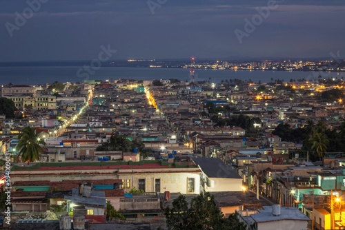 Aerial view of Matanzas downtown in the evening, Cuba