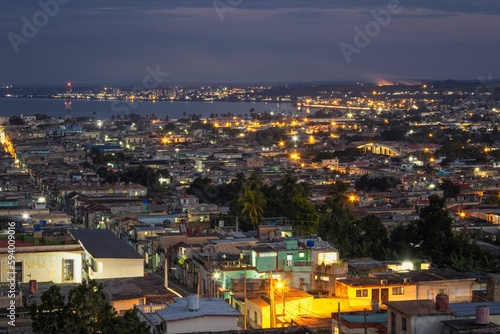 Aerial view of Matanzas downtown in the evening  Cuba