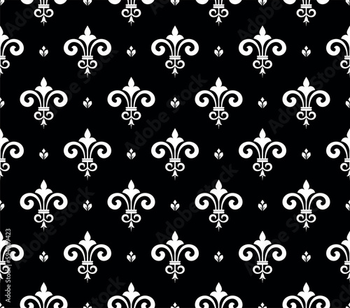 Wallpaper in the style of Baroque. Seamless vector background. White and black floral ornament. Graphic pattern for fabric, wallpaper, packaging. Ornate Damask flower ornament