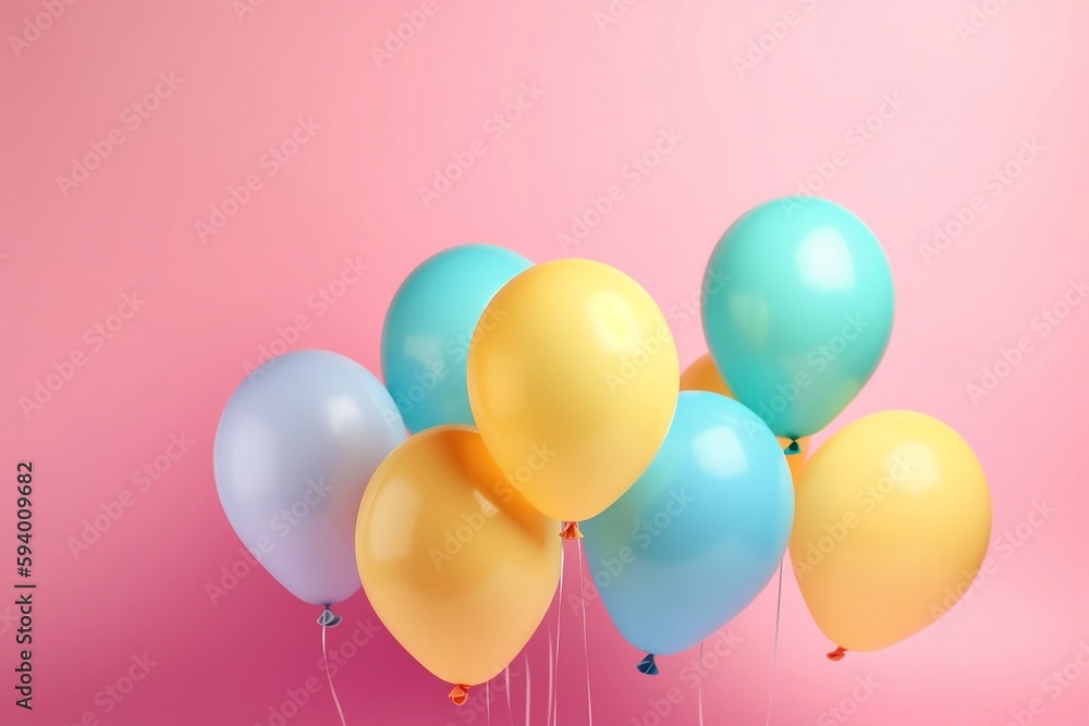 Balloons on pastel colorful background. generative ai