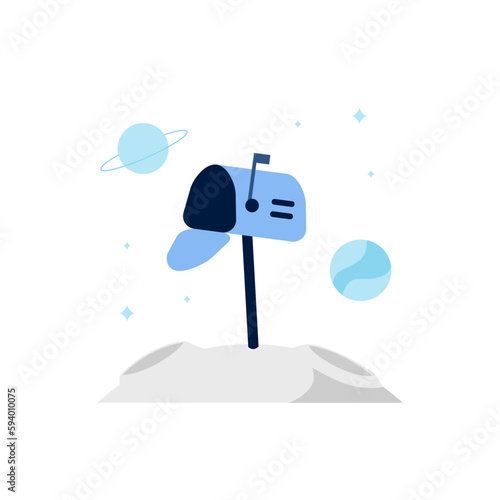 Empty Postbox mailbox for empty state no message no chat communication or mail at space planet galaxy for ui element illustration