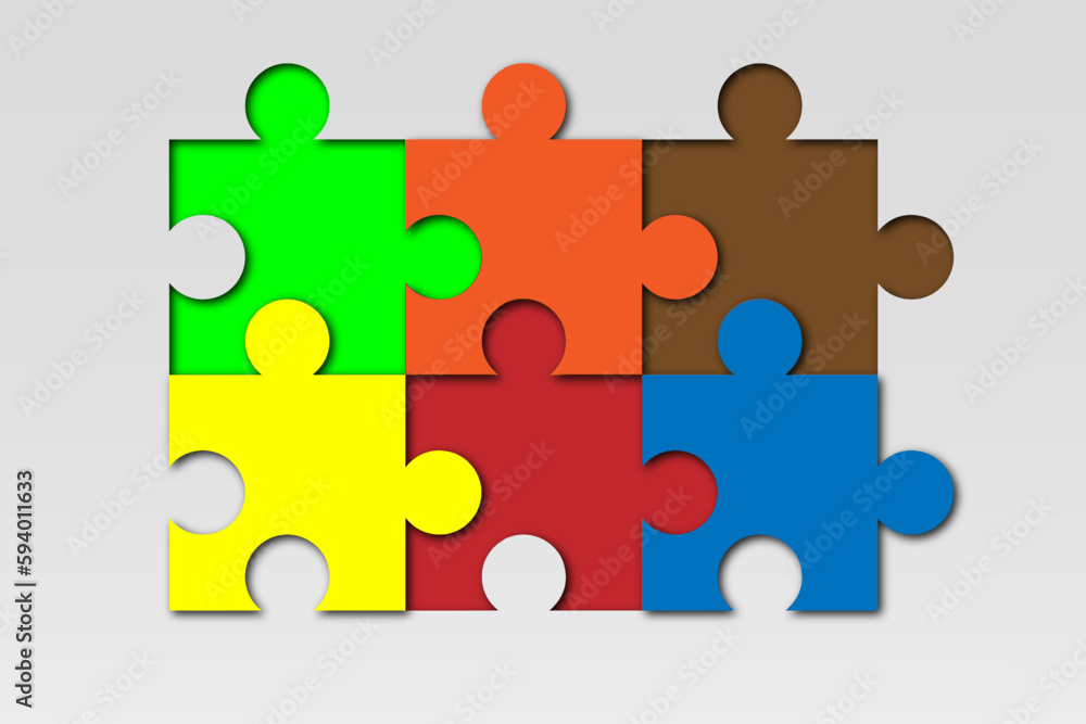 colorful puzzle with shadow and paper cut concept background colorful puzzle with shadow and paper cut concept background