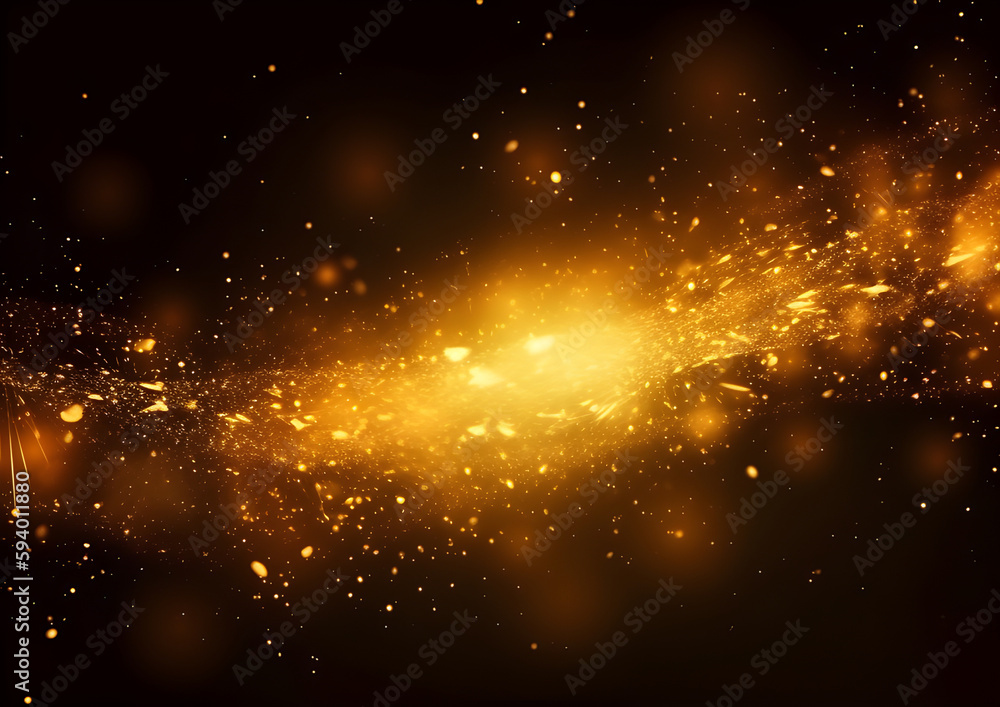 Fototapeta premium Abstract background in gold with glowing particle