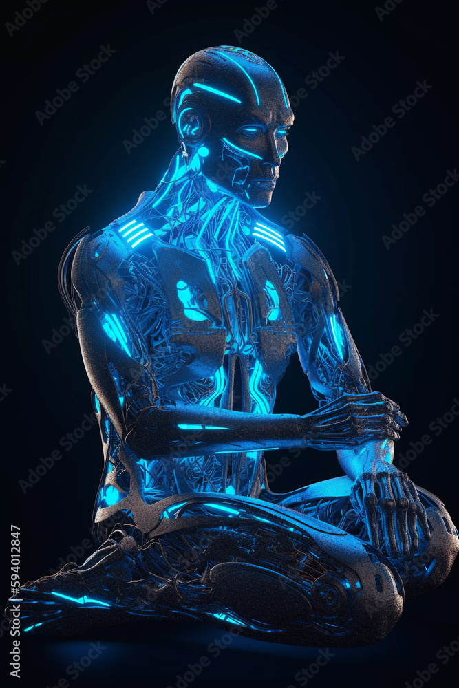 Naklejka premium Rest, the art of the future, neon lights, Generative AI