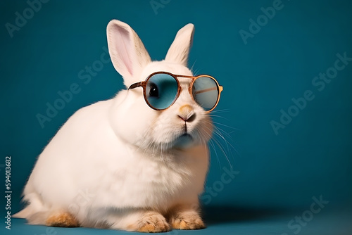 White rabbit with style sunglasses