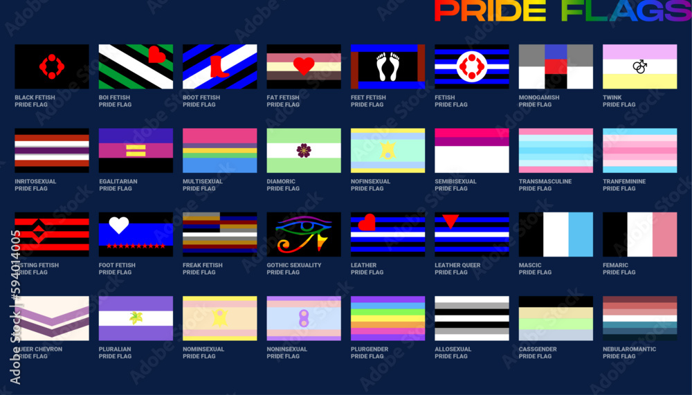 LGBT sexual identity pride flags gender collection. Flag of gay, lesbian, transgender, bisexual. Vector Illustration
LGBT sexual identity pride flags gender collection. Flag of gay, lesbian, transgender, bisexual. Vector Illustration