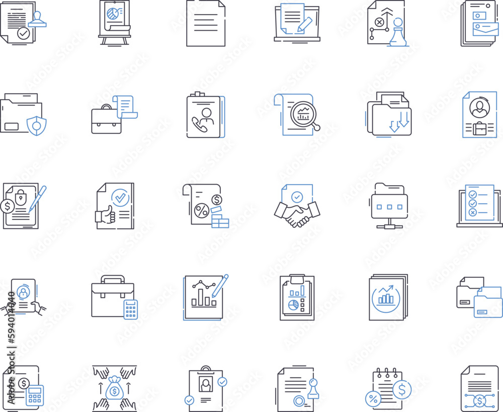 Invoices line icons collection. Payment, Transaction, Order, Due, Balance, Reconciliation, Billing vector and linear illustration. Account,Outstanding,Remittance outline signs set